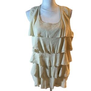 Chico's Layered Tan Sparkle Mesh Tank Top 🆕